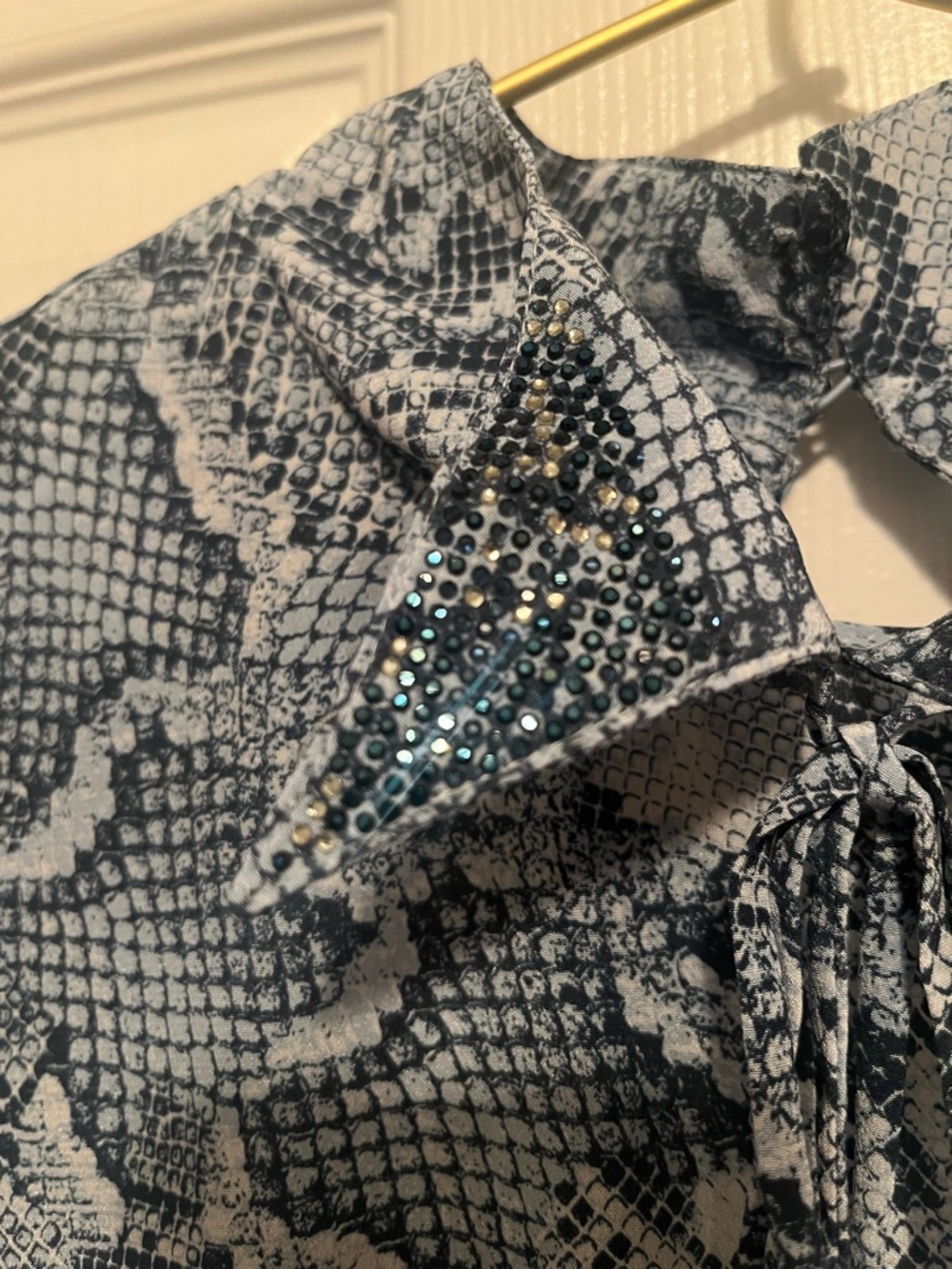 NWT Zadig & Voltaire Tolmea CDC Wild Silk Blouse Top Blue Snake Print Size S - Picture 7 of 13